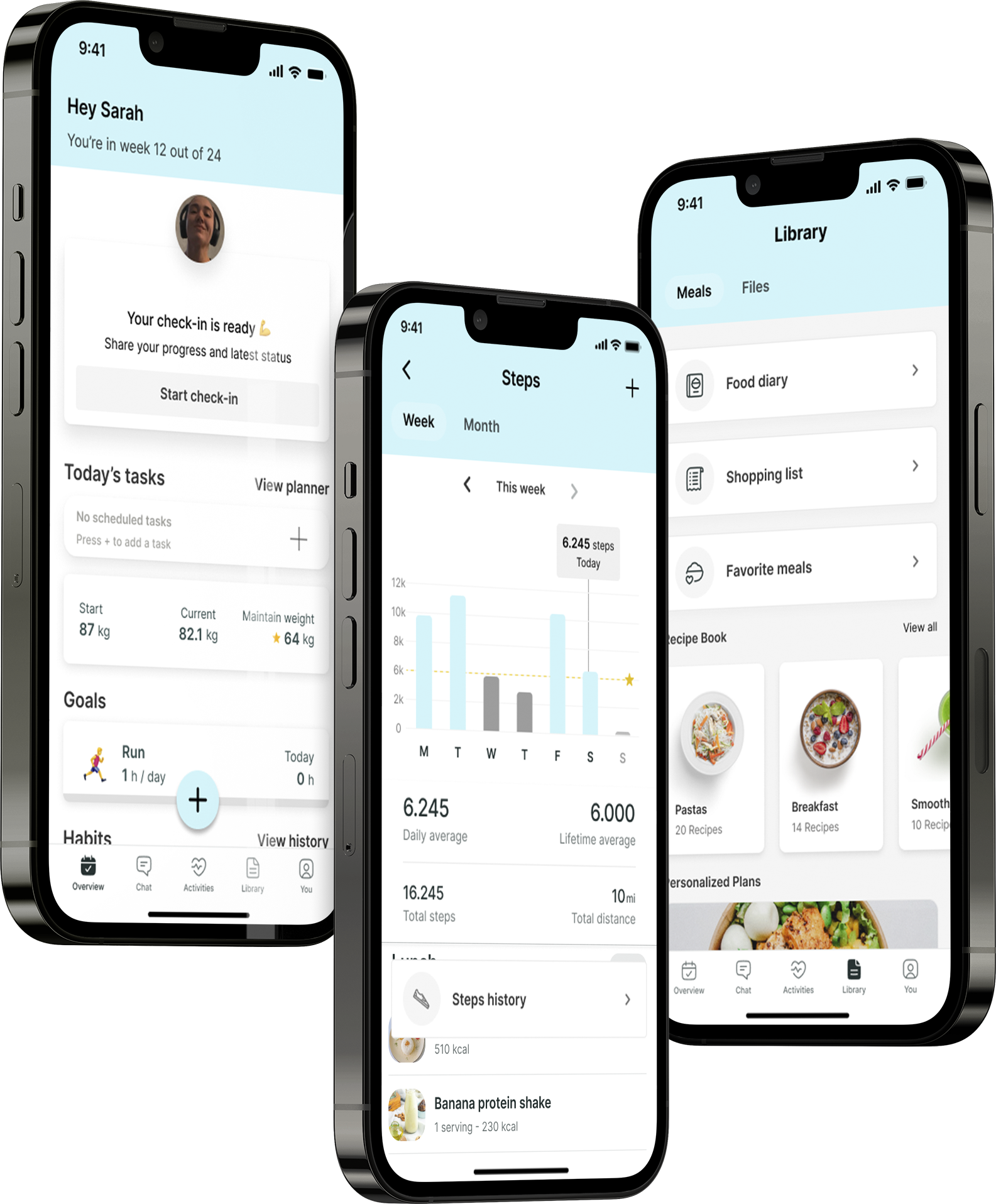 A mockup of the coaching app showcasing the features.
